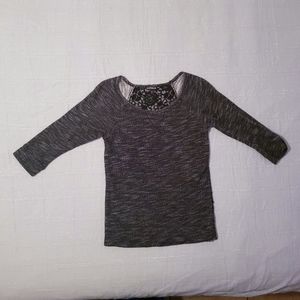 Express Lace Back Marble Sweater 3/4 Sleeve XS